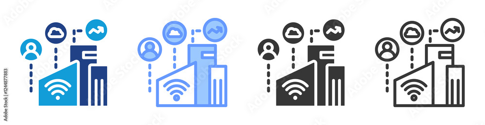 Poster smart city icon set multiple style collection
