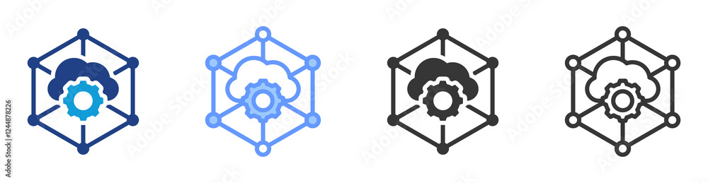 Fototapete Edge computing icon set multiple style collection