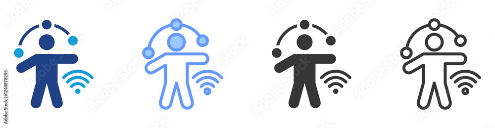 Poster immersive experience icon set multiple style collection