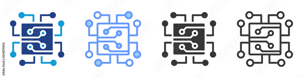 Poster Artificial intelligence icon set multiple style collection