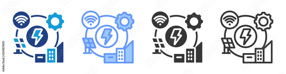 Aufkleber smart grid icon set multiple style collection