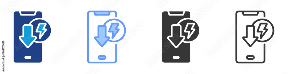 Poster Low power usage icon set multiple style collection