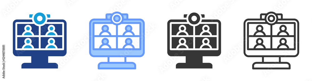 Aufkleber virtual meeting icon set multiple style collection