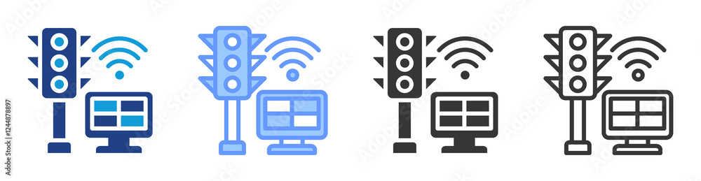 Aufkleber smart traffic management icon set multiple style collection