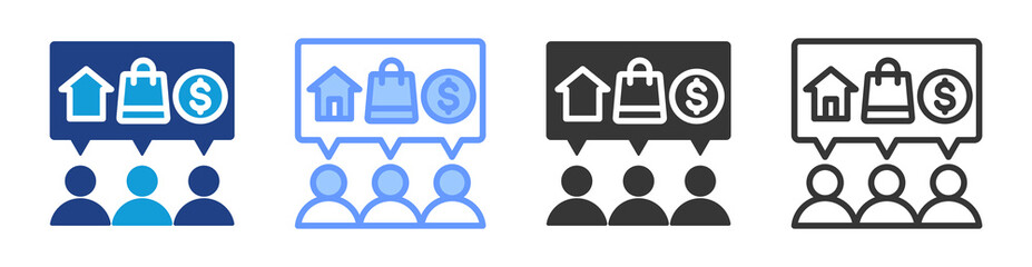 Consumer demand icon set multiple style collection