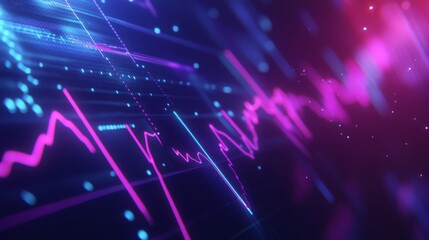 Obraz premium A close-up view of an electrocardiogram ECG monitor displaying a heart wave pattern, with vibrant lines showing the rhythm of a beating heart against a dark background