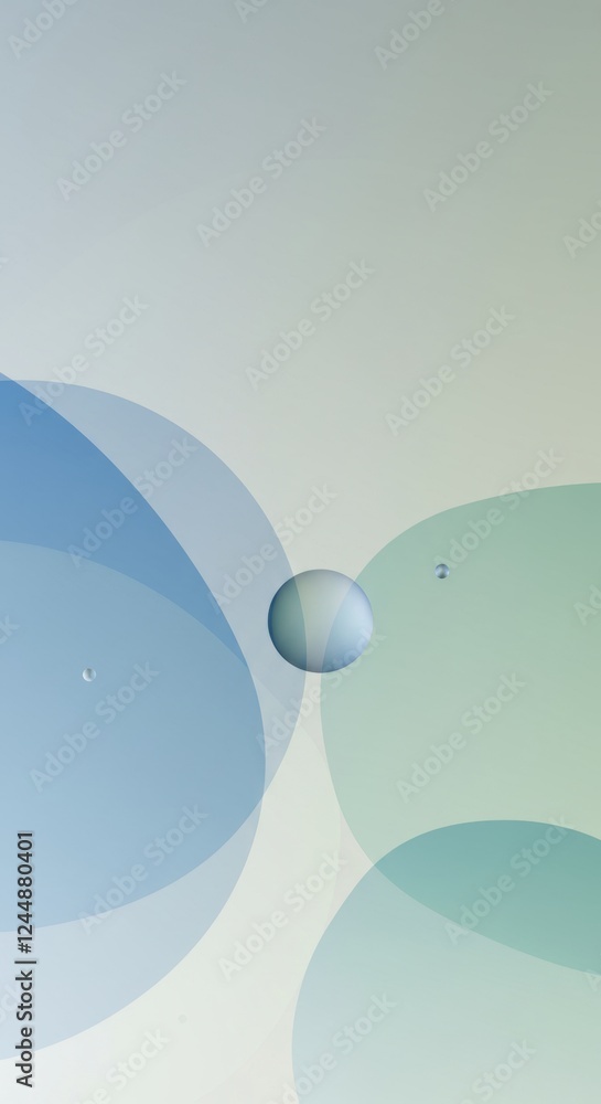 Aufkleber abstract geometric composition with overlapping translucent spheres and soft pastel background