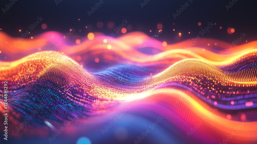 Poster a colorful heartbeat graph flowing smoothly across a digital display, representing the life force an