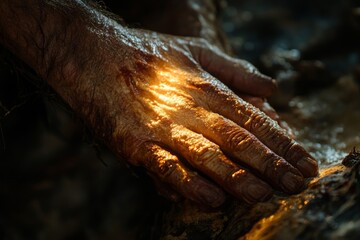 Close-up of a hand molding wet clay on a pottery wheel