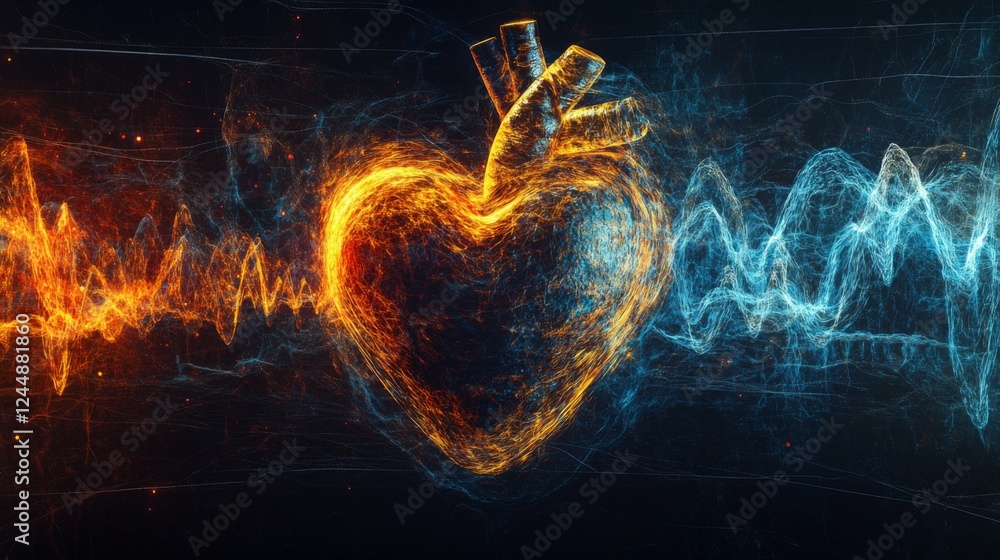 Aufkleber a conceptual graphic showing a heart wave merging with sound waves, illustrating the connection betw