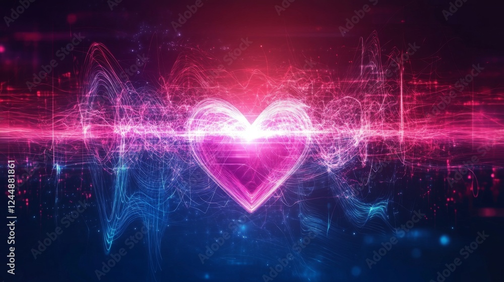 Aufkleber a conceptual graphic showing a heart wave merging with sound waves, illustrating the connection betw
