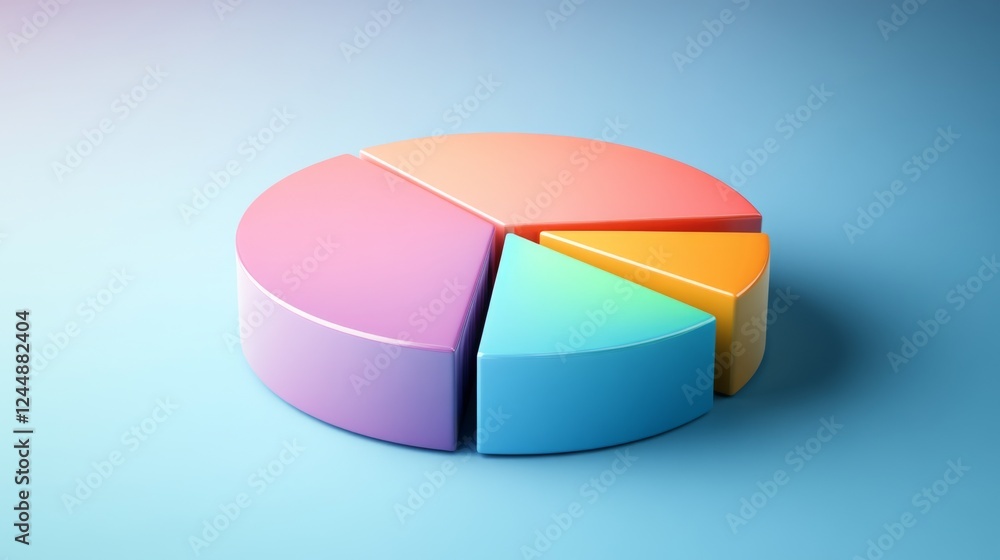 Poster A corporate-style pie chart showing a financial breakdown of company profits, with sections for expenses, taxes, and net revenue, placed on a simple gradient background.
