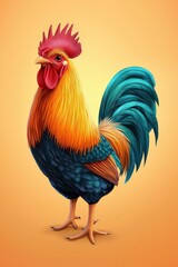 Fototapeta premium Vibrant Rooster with Colorful Feather Details