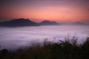 Phu Thok Mountain, sunrise over a sea of mist in Chiang Khan, Loei Province,
THAILAND