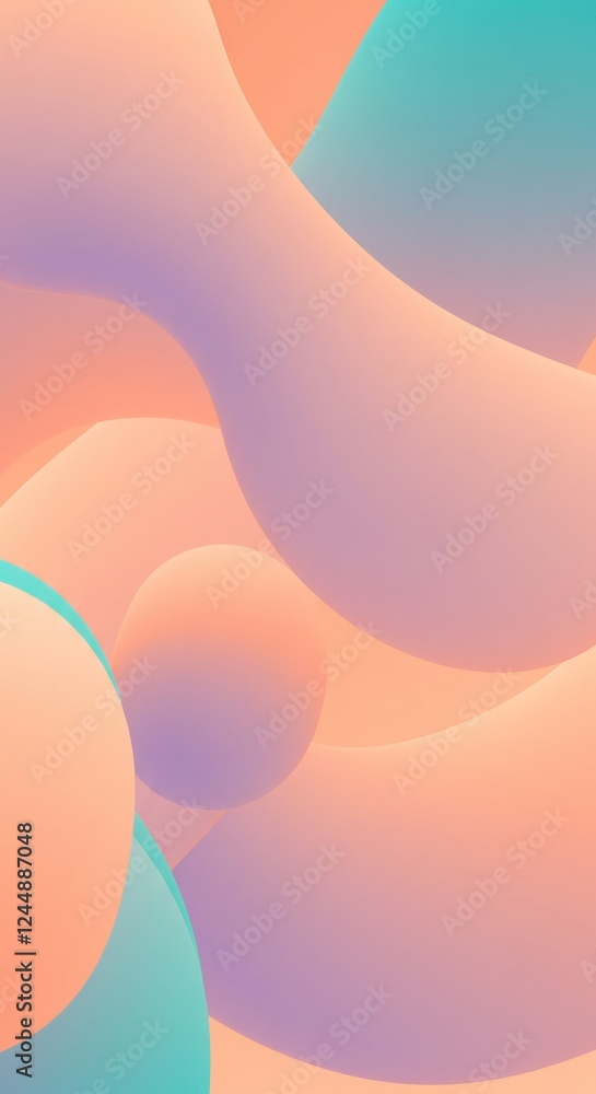 Poster abstract pastel fluid shapes with soft gradient colors and smooth curves