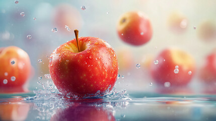 Surreal glowing apples with ethereal light effects