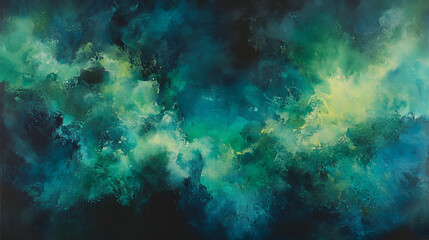 Obraz premium Vibrant Teal and Lime Green Pigment Cloud