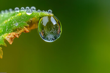 Close up of a dewdrop clinging to a spider web.