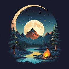 Fototapeta premium Camping t-shirt design, Camping and Adventure T-shirt design, Camper t-shirt and mountain t-shirts designs