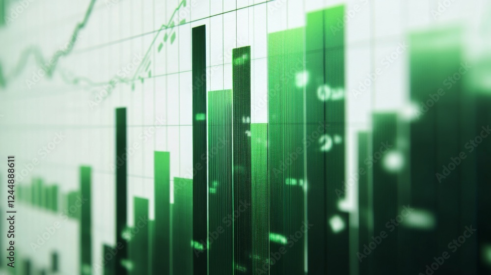 Poster a financial bar chart showing comparison of investment returns, with green bars rising sharply to sy