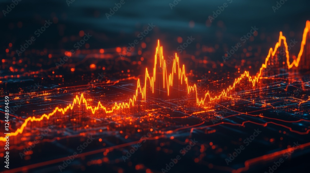 Poster a high-resolution image of a heartbeat monitor showing an active heart wave, with sharp peaks and va