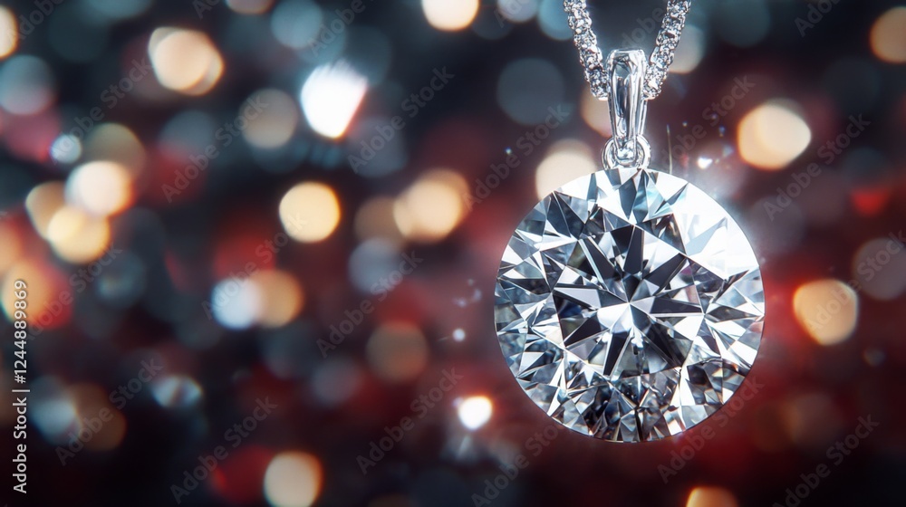 Leinwandbilder A macro shot of a diamond pendant catching light, with reflections dancing around it, creating a captivating and luxurious effect