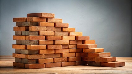 Fototapeta premium A Brick Wall Structure Forming a Staircase, Symbolizing Growth and Development