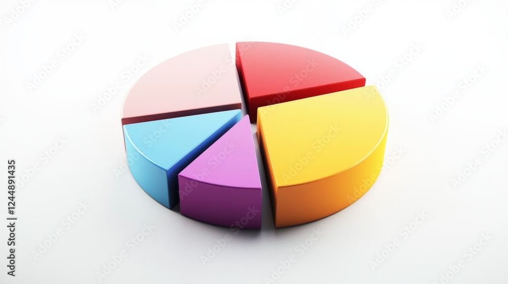 Leinwandbilder a multi-colored d pie chart in a minimalist style, with sections slightly lifted to show the data sp