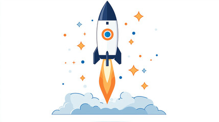 Blast Off:  A  bold,  colorful  illustration  depicts  a  rocket  launching  into  the  sky,  a  symbol  of  innovation,  ambition,  and  the  thrill  of  the  unknown. 