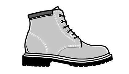 A Grey Lace Up Boot Design Illustration