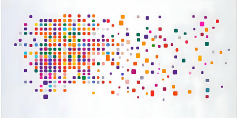 Colorful Squares Scattered Across a White Background: An Abstract Digital Art Piece