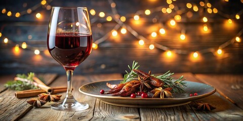 Romantic Festive Dinner with Roasted Game and Red Wine