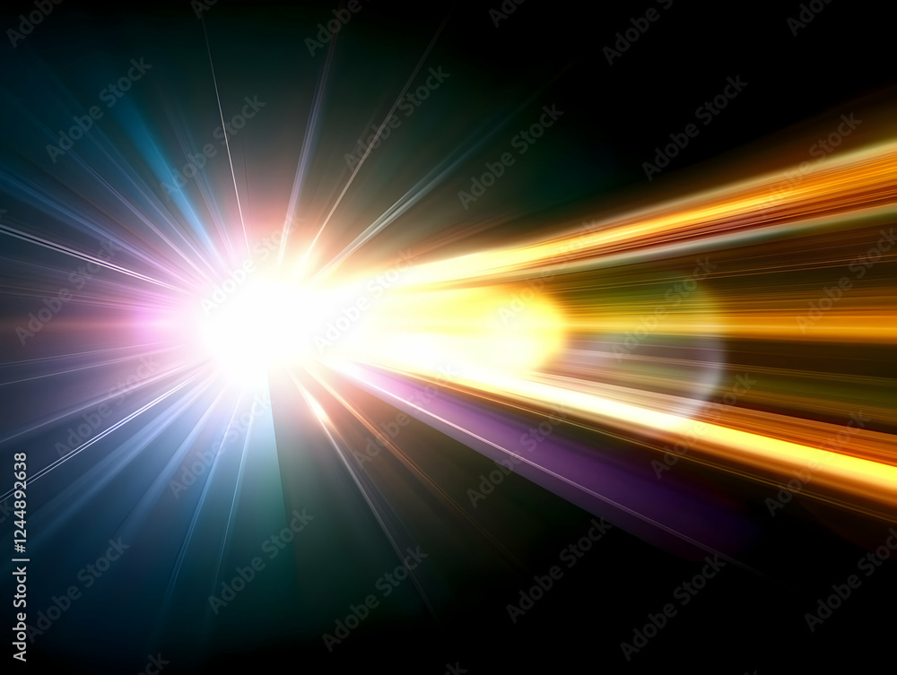 Poster abstract background shows light rays emanating from a bright source with dynamic streaks