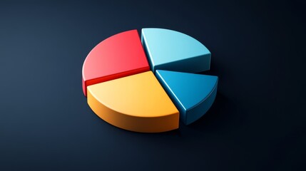 Fototapeta premium A professional pie chart illustrating investment portfolio diversity, with sections labeled as real estate, stocks, and bonds, set against a dark blue background.