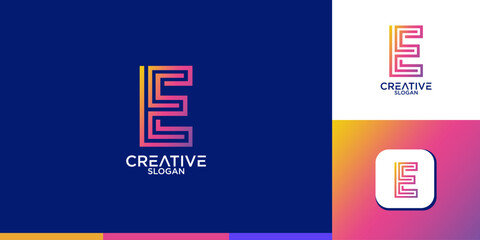 Modern and strong letter E initials logo design
