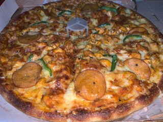 Delicious Margherita pizza on table