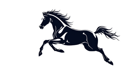 Majestic Black Stallion Leaping Gracefully Forward