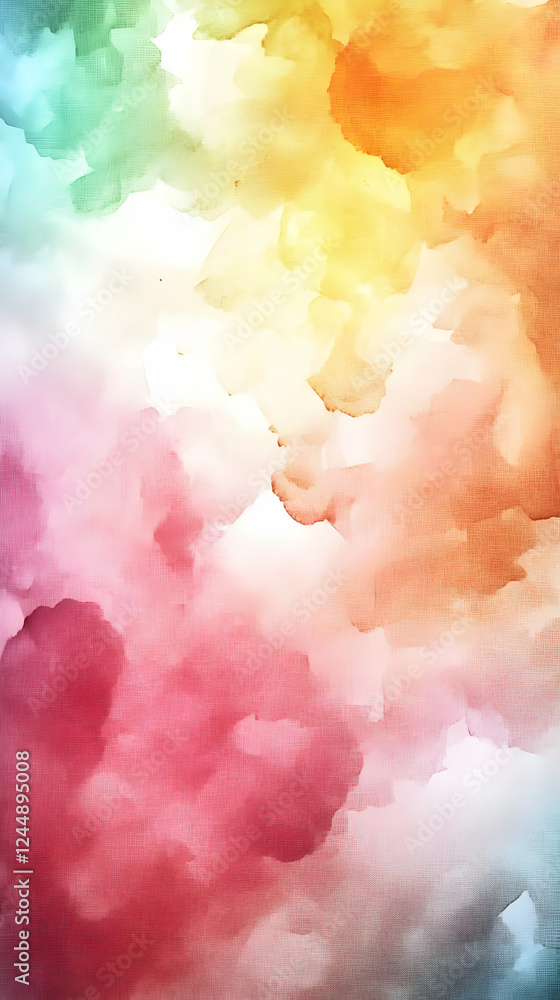 Poster abstract watercolor background blends soft hues with a textured canvas, creating a dreamy and artist