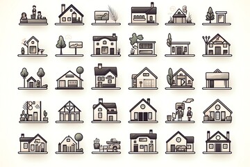 Fototapeta premium Collection of diverse house icons.