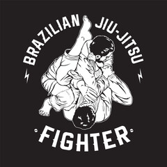 Jiu-jitsu martial art vector illustration, perfect for t shirt design and martial art training club logo design