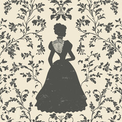 Sophisticated Jane Austen-inspired Victorian pattern design with stylized floral elements and vintage charm