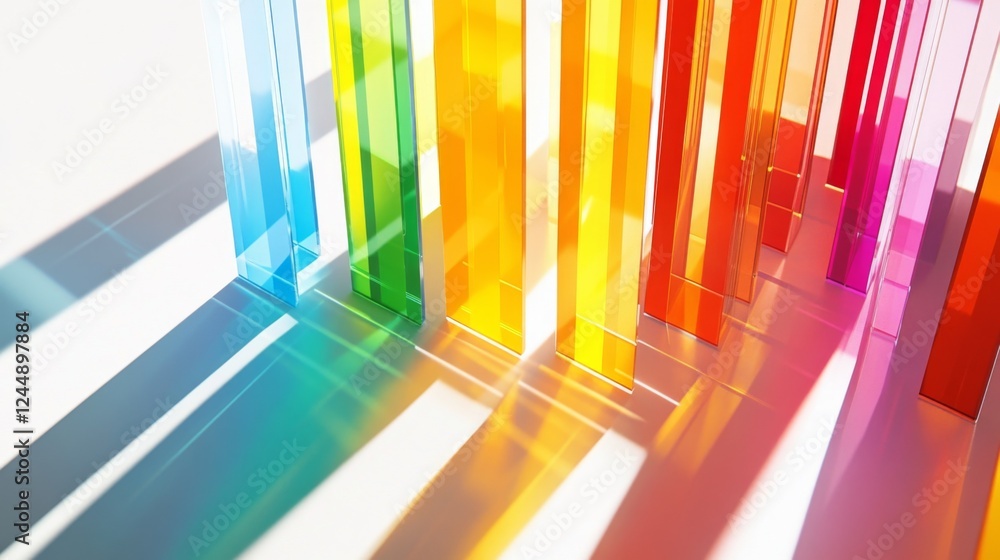 Aufkleber a vibrant d bar chart with rainbow-colored bars, each one labeled with clear data, set against a sim
