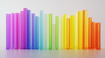 Obraz premium A vibrant D bar chart with rainbow-colored bars, each one labeled with clear data, set against a simple white background for an eye-catching presentation.