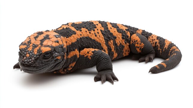 Detailed studio shot of Gila Monster, the only venomous lizard in US