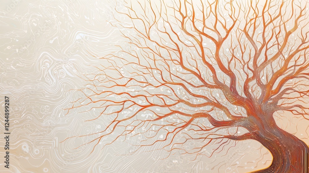 Poster abstract tree with intricate branches and patterns