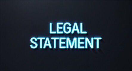 Fototapeta premium legal statement word lettering with neon blue glow on plain black dark background