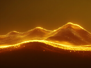 Golden Glitter Landscape Forms Gentle Hills Under a Soft Light