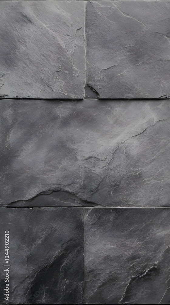 Poster dark gray slate stone wall tiles create a textured and modern background for design projects