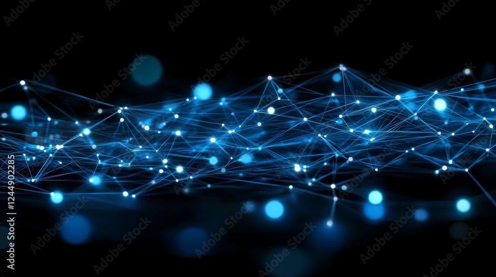 Fototapete high-tech digital circuit design in blue tones, with interconnected lines and nodes creating a compl