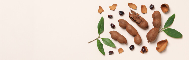 Tamarind fruit, concept of delicious food, fresh tamarind
